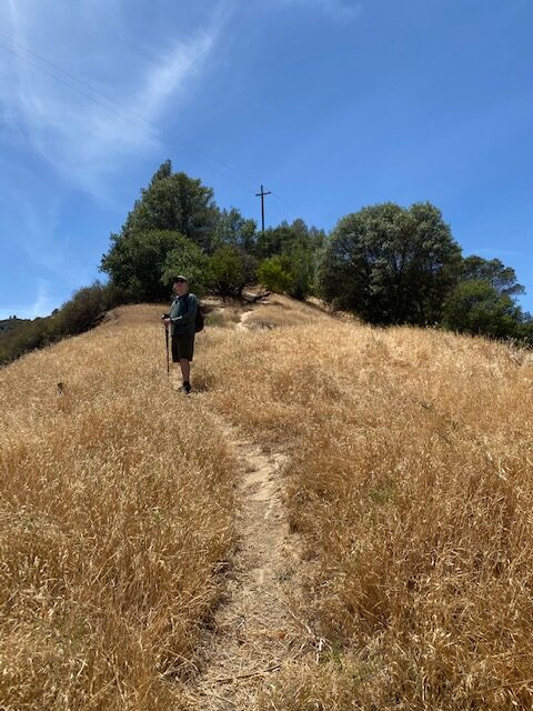 A hiker on the path in the preserve