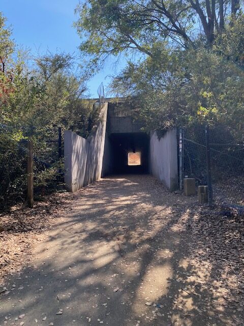 A pedestrian tunnel under Highway 4