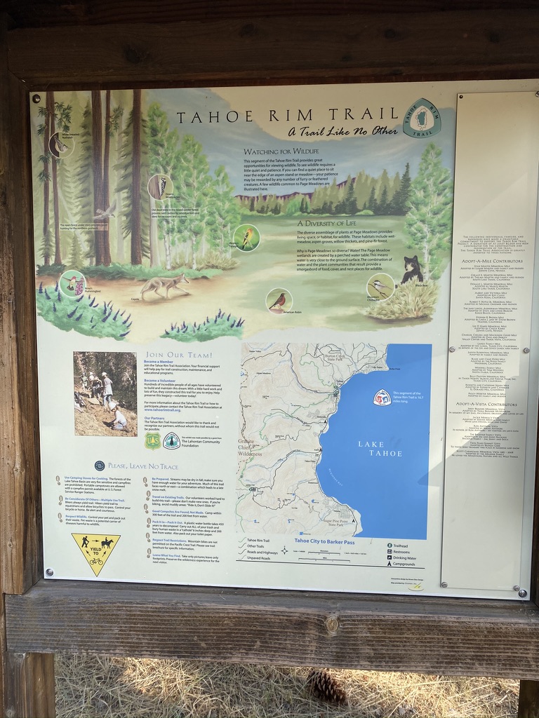 Sign showing the entire Tahoe Rim Trail