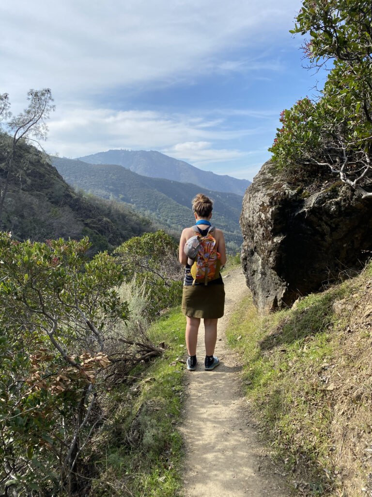 Woman hiking with a backpack